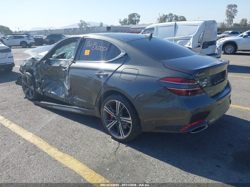 2025 Genesis G70 VIN KMTG54SE5SU156998 IAAI salvage auction — FRONT END, Salvage (California), sold $3,775 on 2026-07-21 (photo 3)