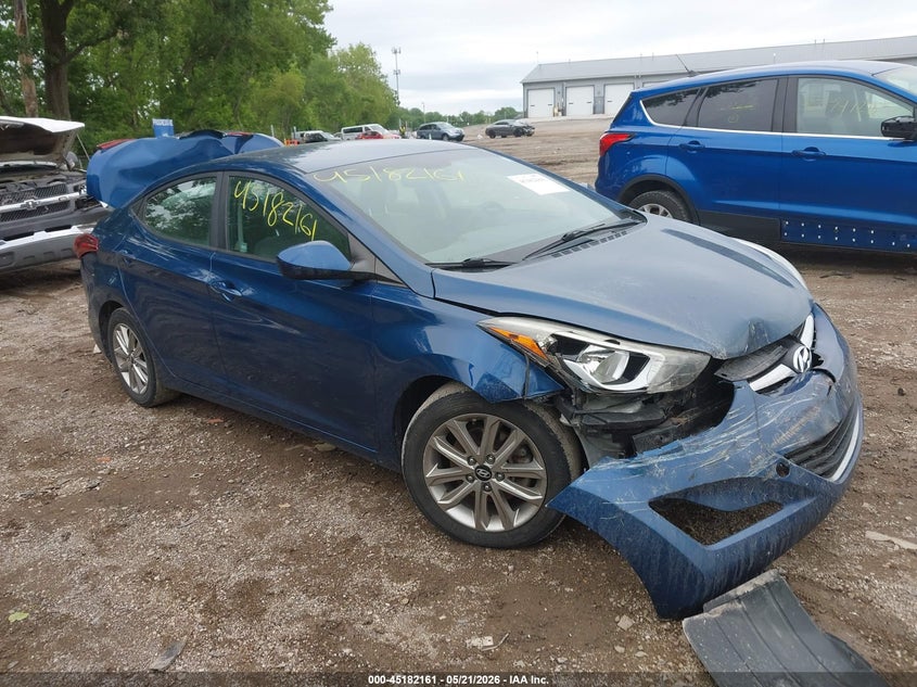 2016 Hyundai Elantra VIN KMHDH4AE0GU503618 IAAI salvage auction — FRONT & REAR, Clear (Indiana), sold $1,100 on 2026-07-15 (photo 1)