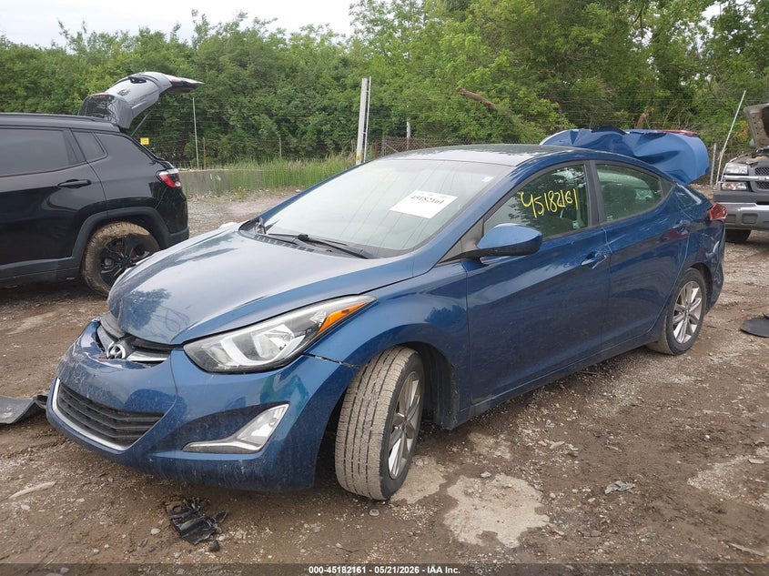 2016 Hyundai Elantra VIN KMHDH4AE0GU503618 IAAI salvage auction — FRONT & REAR, Clear (Indiana), sold $1,100 on 2026-07-15 (photo 2)