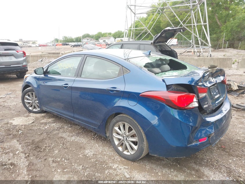 2016 Hyundai Elantra VIN KMHDH4AE0GU503618 IAAI salvage auction — FRONT & REAR, Clear (Indiana), sold $1,100 on 2026-07-15 (photo 3)