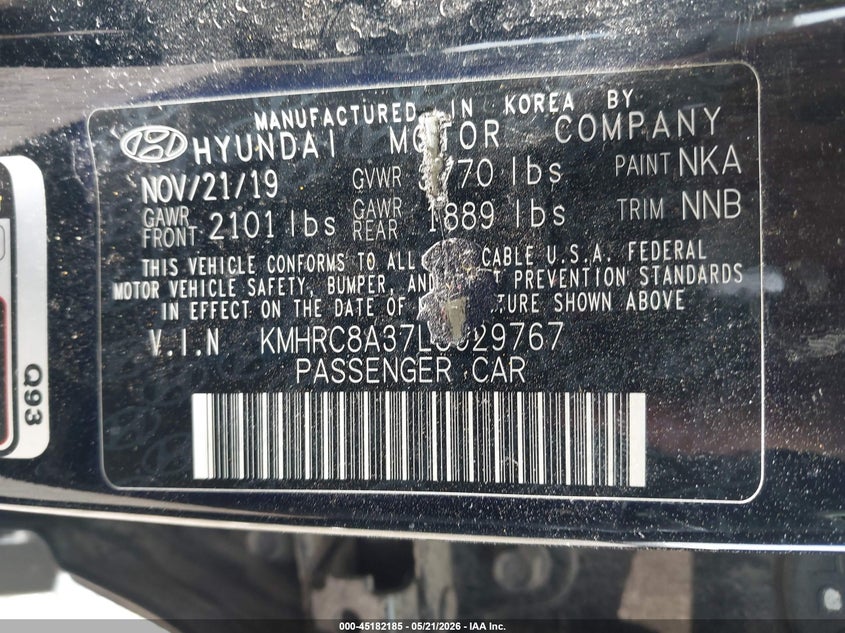 2020 Hyundai Venue VIN KMHRC8A37LU029767 IAAI salvage auction — FRONT END, Salvage (Texas), sold $2,650 on 2026-07-08 (photo 9)