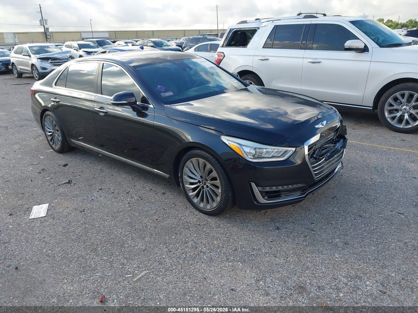 2018 Genesis G90 VIN KMHG54JH8JU040943 IAAI salvage auction — FRONT END, Original (Texas), sold $3,150 on 2026-07-29 (photo 1)