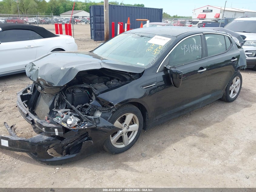 2014 Kia Optima VIN 5XXGM4A70EG327929 IAAI salvage auction — FRONT & REAR, Clear (Indiana), sold $300 on 2026-07-07 (photo 2)