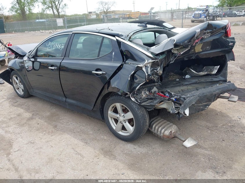 2014 Kia Optima VIN 5XXGM4A70EG327929 IAAI salvage auction — FRONT & REAR, Clear (Indiana), sold $300 on 2026-07-07 (photo 3)