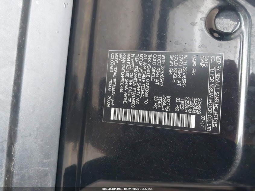 2017 Nissan Rogue VIN KNMAT2MT0HP606784 IAAI salvage auction — REAR END, Original (Texas), sold $3,700 on 2026-07-08 (photo 9)