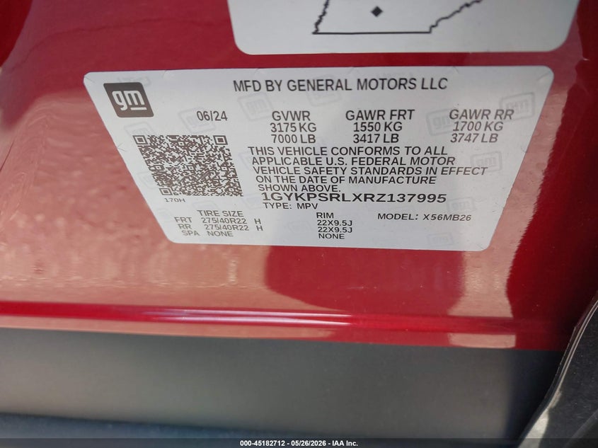 2024 Cadillac Lyriq VIN 1GYKPSRLXRZ137995 IAAI salvage auction — RIGHT FRONT, Rebuildable (Florida), sold $19,150 on 2026-07-16 (photo 9)