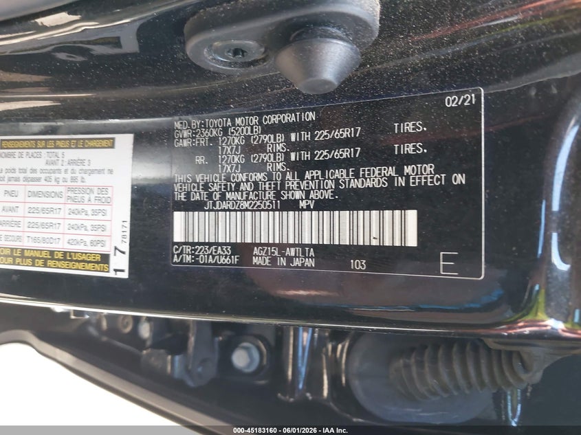 2021 Lexus Nx VIN JTJDARDZ8M2250511 IAAI salvage auction — RIGHT FRONT, Salvage Title, sold $10,100 on 2026-07-22 (photo 9)