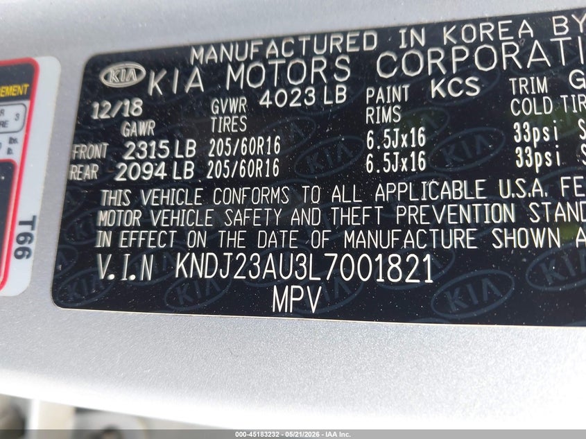 2020 Kia Soul VIN KNDJ23AU3L7001821 IAAI salvage auction — REAR END, Salvage (Georgia), sold $2,050 on 2026-08-02 (photo 9)