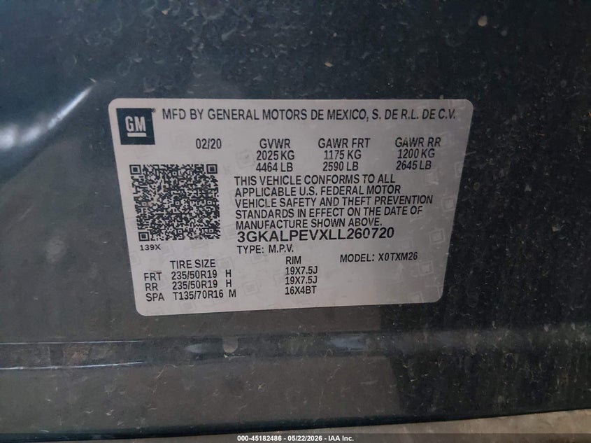 2020 Gmc Terrain VIN 3GKALPEVXLL260720 IAAI salvage auction — TRANSMISSION, Salvage (Arizona), sold $2,300 on 2026-07-20 (photo 9)