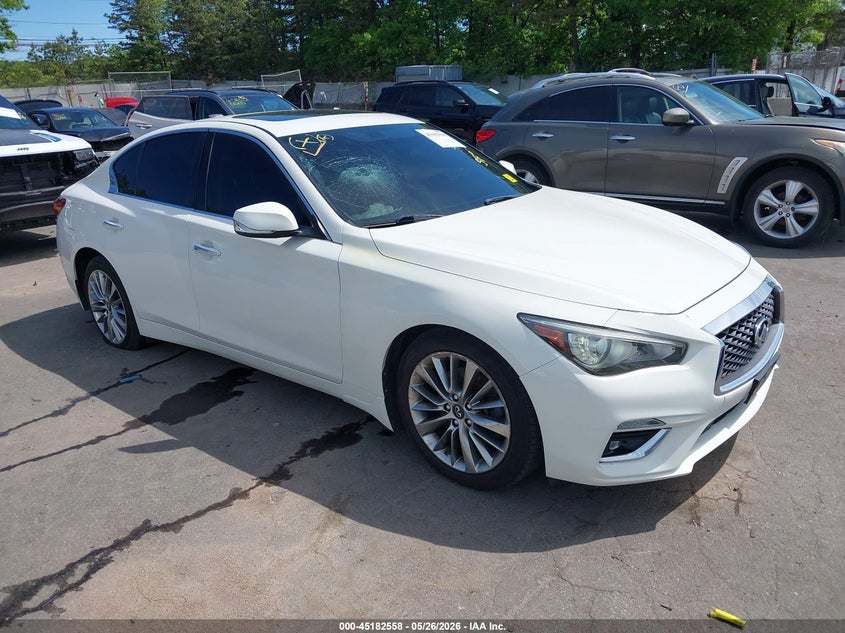 2019 Infiniti Q50 VIN JN1EV7AR8KM556522 IAAI salvage auction — FRONT END, Mv-907A (New York), sold $4,550 on 2026-08-01 (photo 1)