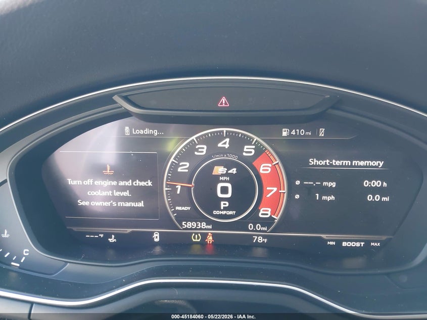 2018 Audi S4 VIN WAUB4AF4XJA061698 IAAI salvage auction — RIGHT FRONT, Salvage (Texas), sold $9,850 on 2026-07-30 (photo 7)