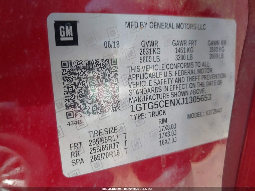 2018 Gmc Canyon VIN 1GTG5CENXJ1305653 IAAI salvage auction — RIGHT FRONT, Wait Title, sold $6,400 on 2026-08-31 (photo 9)