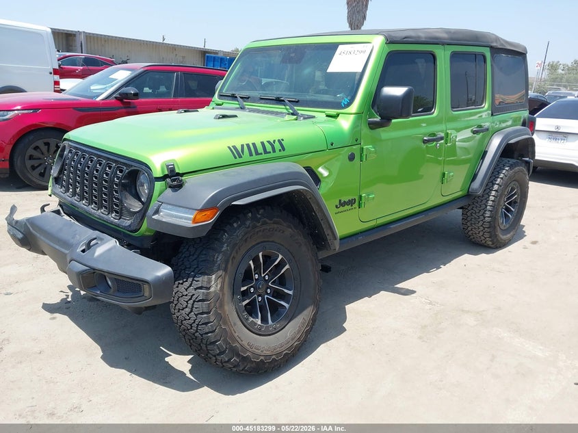 2025 Jeep Wrangler / VIN 1C4RJXDN4SW557044 IAAI salvage auction — RIGHT FRONT, Salvage (California), sold $13,350 on 2026-07-29 (photo 2)