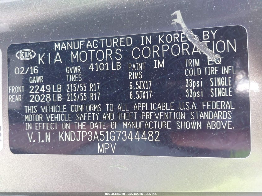 2016 Kia Soul VIN KNDJP3A51G7344482 IAAI salvage auction — FRONT END, Salvage (Illinois), sold $1,125 on 2026-07-07 (photo 9)