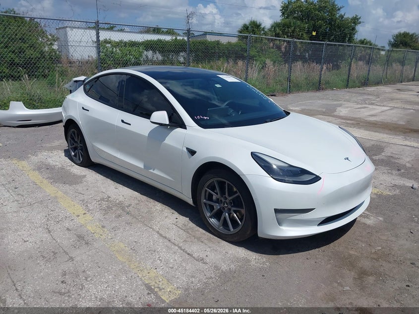2021 Tesla Model 3 VIN 5YJ3E1EA5MF977440 IAAI salvage auction — REAR END, Rebuildable (Florida), sold $5,250 on 2026-07-16 (photo 1)