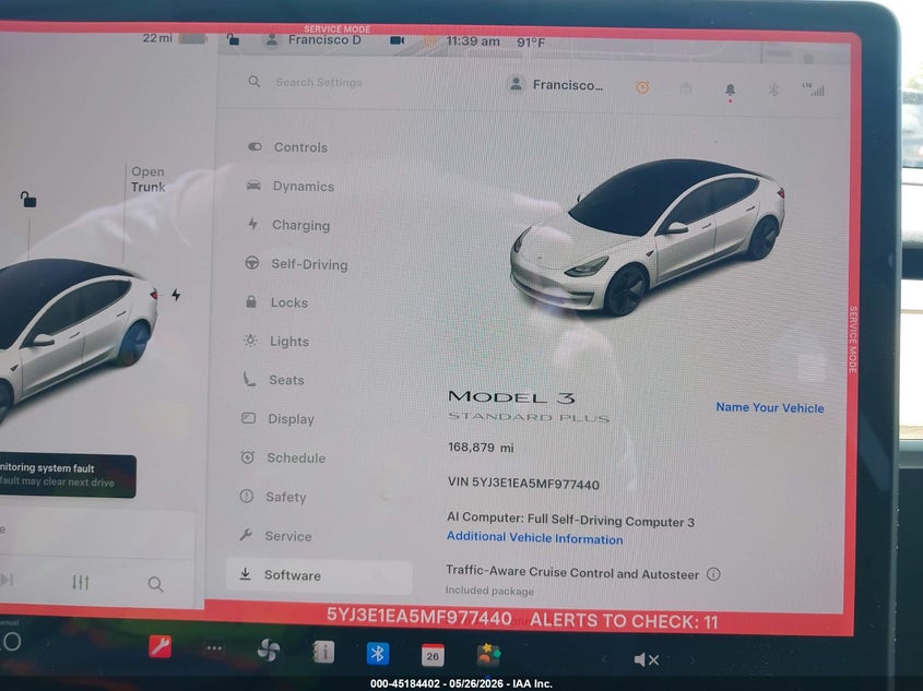 2021 Tesla Model 3 VIN 5YJ3E1EA5MF977440 IAAI salvage auction — REAR END, Rebuildable (Florida), sold $5,250 on 2026-07-16 (photo 7)