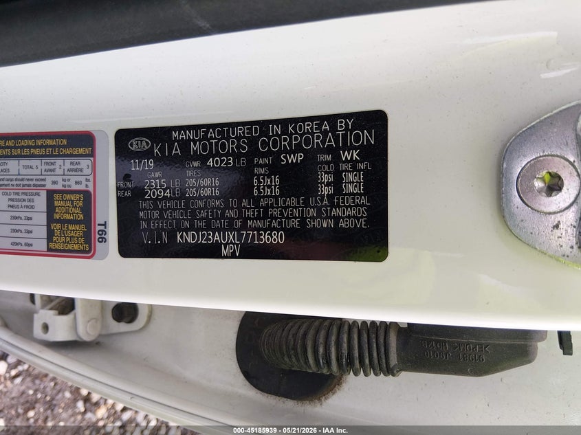 2020 Kia Soul VIN KNDJ23AUXL7713680 IAAI salvage auction — FRONT END, Salvage (Louisiana), sold $875 on 2026-07-08 (photo 9)