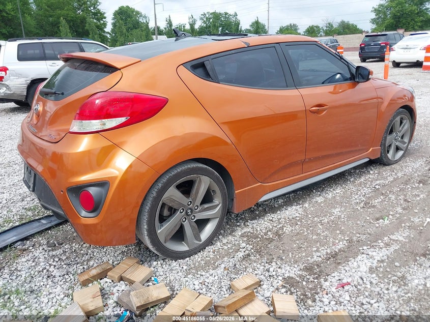 2013 Hyundai Veloster VIN KMHTC6AE3DU104428 IAAI salvage auction — HAIL, Salvage Title, sold $550 on 2026-07-13 (photo 4)
