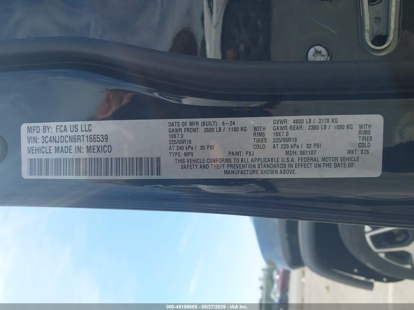 2024 Jeep Compass VIN 3C4NJDCN6RT166539 IAAI salvage auction — FRONT END, Mv-907A (New York), sold $5,200 on 2026-07-24 (photo 9)