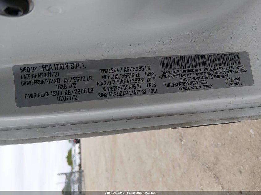 2021 Ram Promaster city VIN ZFBHRFBB7M6V74658 IAAI salvage auction — FRONT END, Salvage (Illinois), sold $1,050 on 2026-07-16 (photo 9)