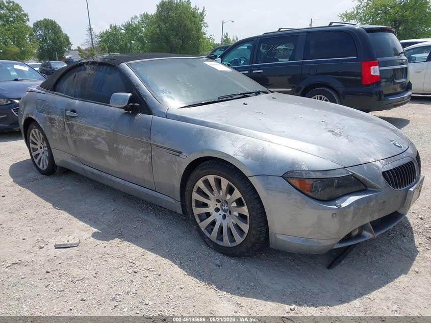 2004 BMW 6er VIN WBAEK73434B321948 IAAI salvage auction — EXTERIOR BURN, Salvage (Illinois), sold $1,550 on 2026-07-08 (photo 1)