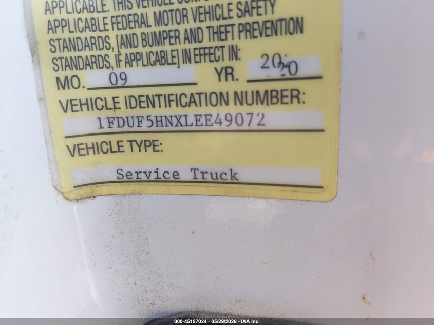 2020 Ford F550 VIN 1FDUF5HNXLEE49072 IAAI salvage auction — FRONT END, Salvage (Kentucky), sold $14,350 on 2026-07-22 (photo 8)