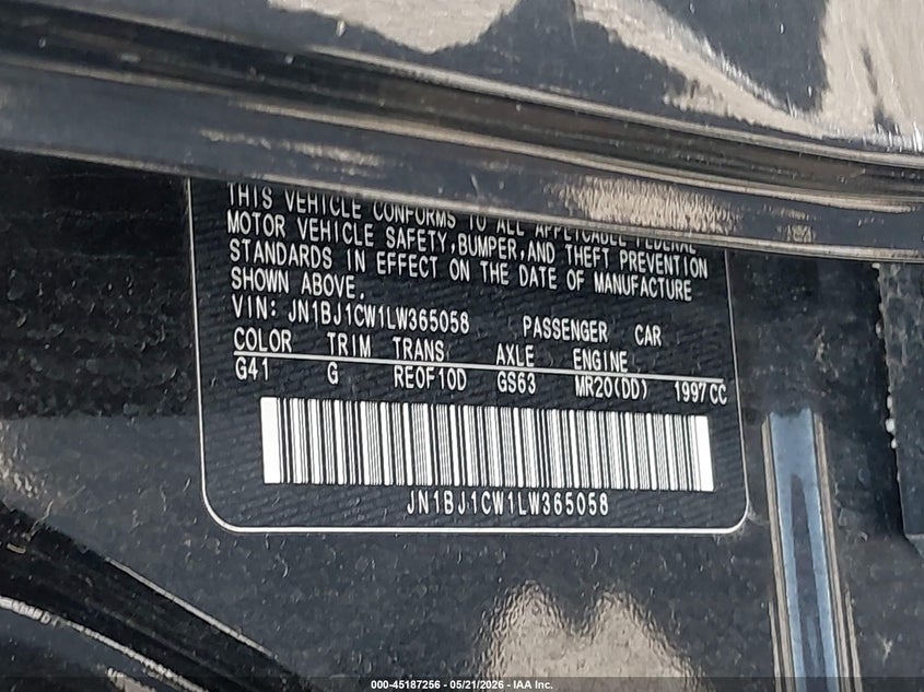 2020 Nissan Rogue VIN JN1BJ1CW1LW365058 IAAI salvage auction — LEFT SIDE, Salvage (Indiana), sold $3,150 on 2026-07-10 (photo 9)