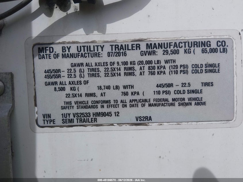 2017 Utility trailer mfg Unknown VIN 1UYVS2533HM904512 IAAI salvage auction — FRONT END, Salvage (Tennessee), sold $275 on 2026-08-27 (photo 9)