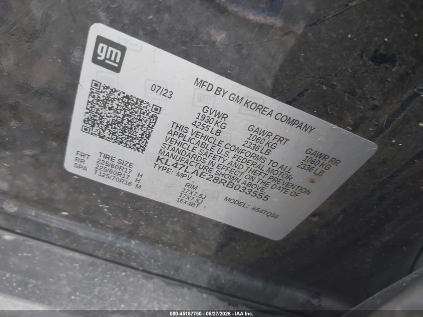 2024 Buick Envista VIN KL47LAE28RB033555 IAAI salvage auction — LEFT SIDE, Salvage Title, sold $50 on 2026-07-28 (photo 9)