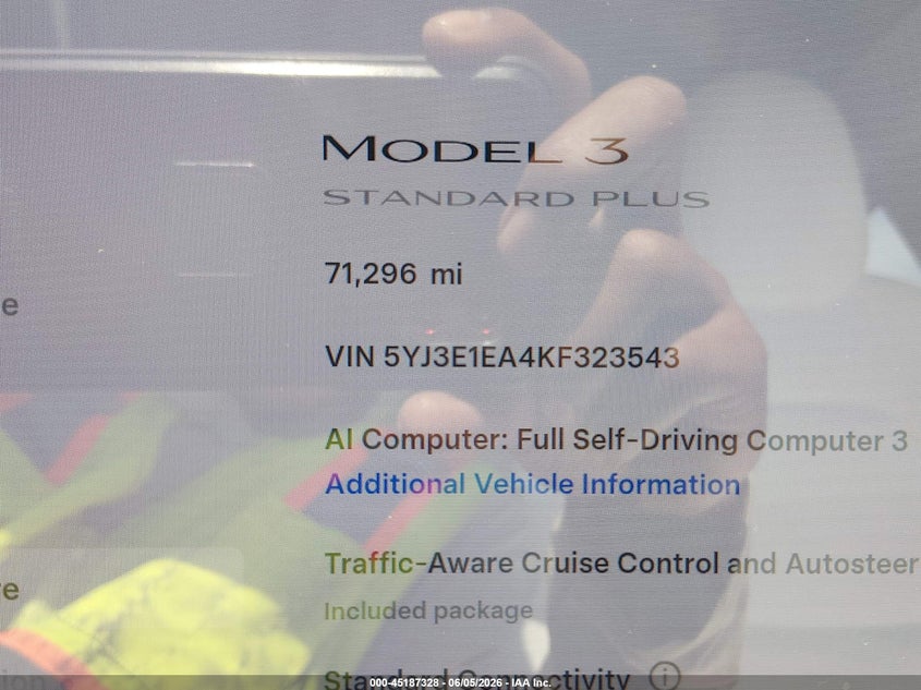 2019 Tesla Model 3 VIN 5YJ3E1EA4KF323543 IAAI salvage auction — REAR END, Salvage (New Jersey), sold $6,200 on 2026-08-29 (photo 7)