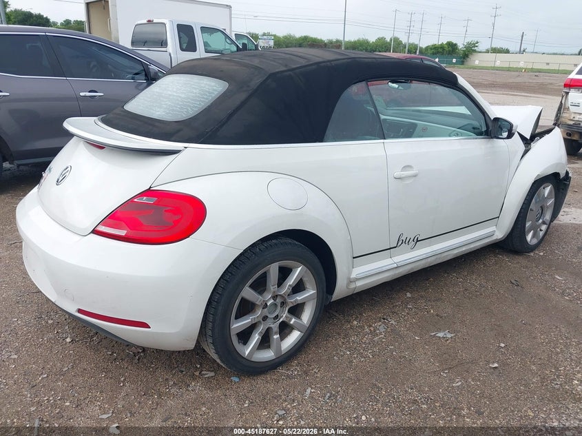2013 Volkswagen Beetle VIN 3VW5P7AT1DM816590 IAAI salvage auction — RIGHT FRONT, Salvage (Texas), sold $1,700 on 2026-07-27 (photo 4)