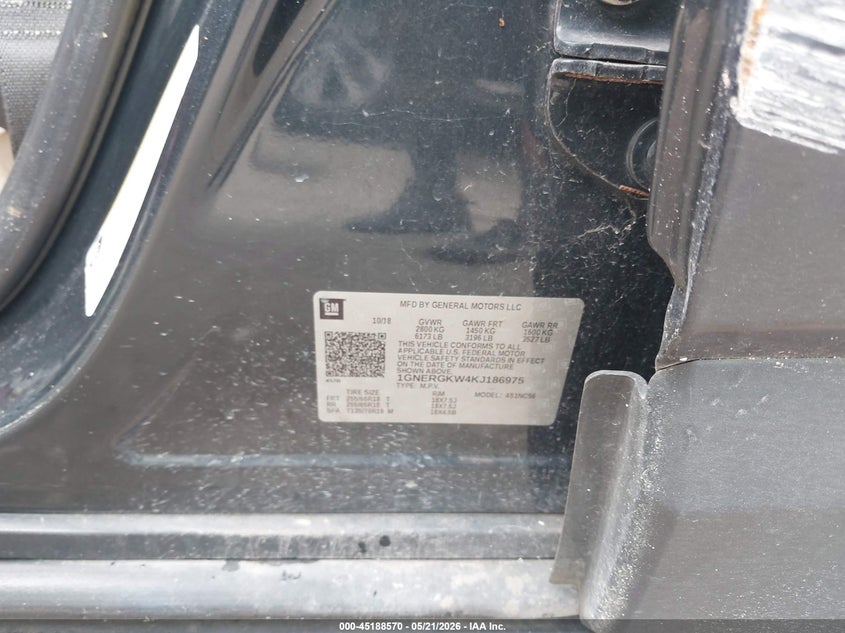 2019 Chevrolet Traverse VIN 1GNERGKW4KJ186975 IAAI salvage auction — RIGHT FRONT, Salvage (Texas), sold $725 on 2026-07-10 (photo 9)
