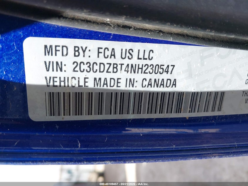 2022 Dodge Challenger VIN 2C3CDZBT4NH230547 IAAI salvage auction — ENGINE DAMAGE, Salvage (Texas), sold $4,500 on 2026-07-31 (photo 9)