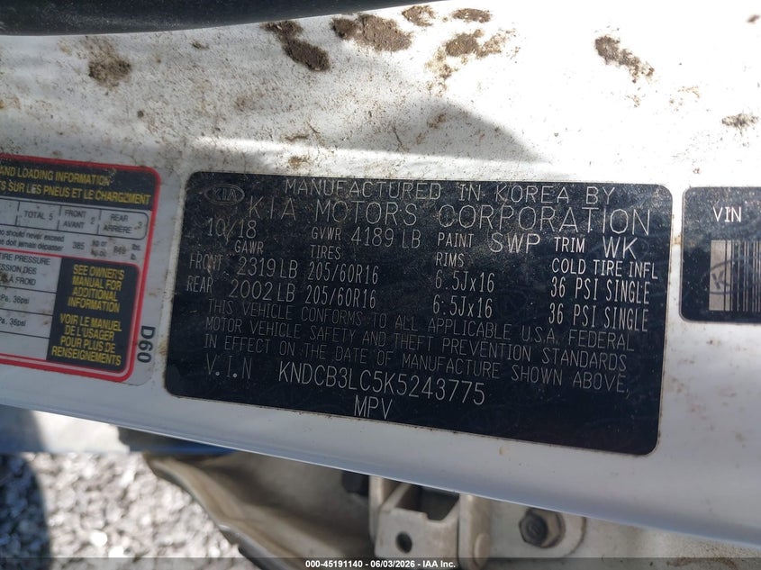 2019 Kia Niro VIN KNDCB3LC5K5243775 IAAI salvage auction — FRONT END, Salvage Title, sold $1,500 on 2026-07-28 (photo 9)