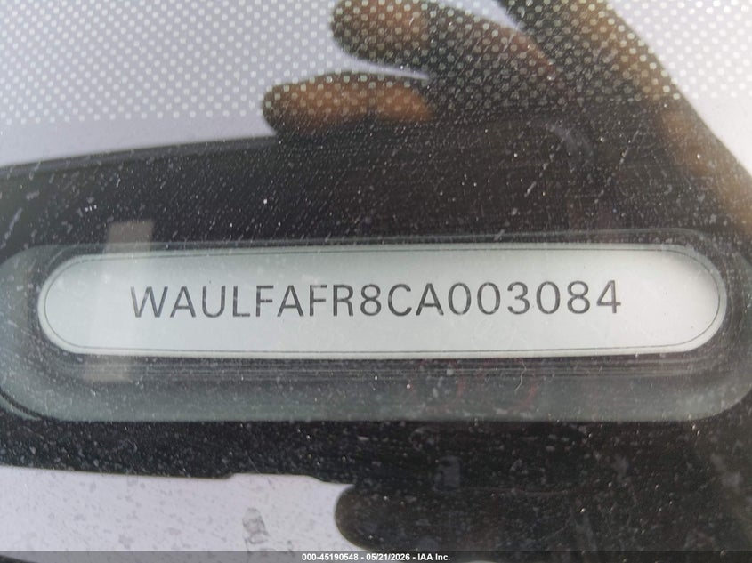 2012 Audi A5 VIN WAULFAFR8CA003084 IAAI salvage auction — FRONT END, Salvage (Nevada), sold $100 on 2026-07-10 (photo 9)