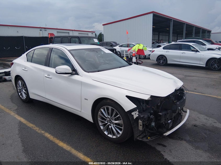 2020 Infiniti Q50 VIN JN1EV7AP2LM207100 IAAI salvage auction — FRONT END, Salvage Title, sold $4,000 on 2026-07-29 (photo 1)