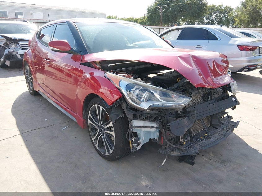 2016 Hyundai Veloster VIN KMHTC6AE1GU293634 IAAI salvage auction — FRONT END, Salvage (Texas), sold $950 on 2026-07-14 (photo 1)