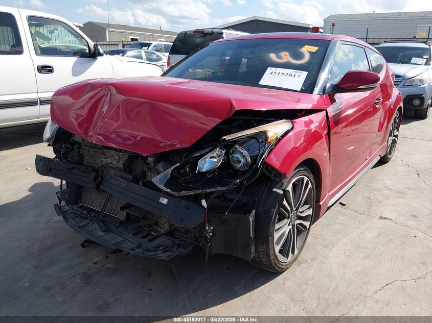 2016 Hyundai Veloster VIN KMHTC6AE1GU293634 IAAI salvage auction — FRONT END, Salvage (Texas), sold $950 on 2026-07-14 (photo 2)
