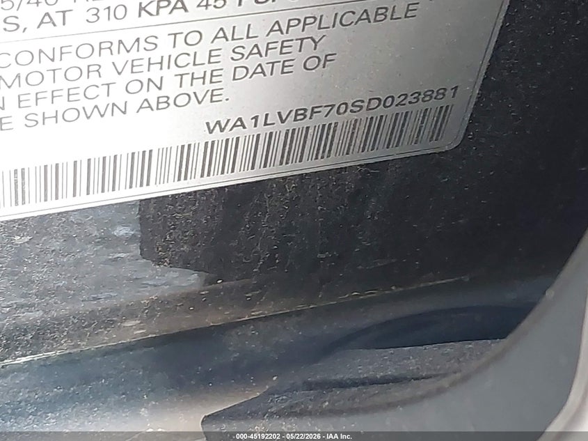 2025 Audi Q7 VIN WA1LVBF70SD023881 IAAI salvage auction — BIO HAZARD, Mv-907A (New York), sold $7,575 on 2026-07-21 (photo 9)