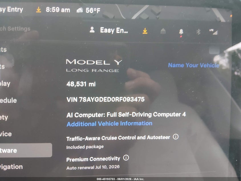 2024 Tesla Model y VIN 7SAYGDED0RF093475 IAAI salvage auction — RIGHT FRONT, Salvage (Rhode Island), sold $9,800 on 2026-07-09 (photo 7)
