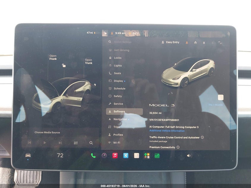 2023 Tesla Model 3 VIN 5YJ3E1EA9PF568801 IAAI salvage auction — SIDE, Salvage Title, sold $8,900 on 2026-07-15 (photo 7)