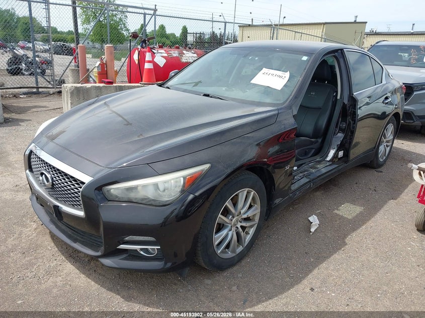2014 Infiniti Q50 VIN JN1BV7AR9EM689135 IAAI salvage auction — LEFT SIDE, Clear (Michigan), sold $2,200 on 2026-07-23 (photo 2)