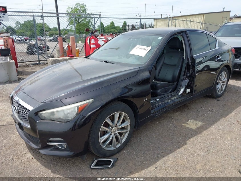 2014 Infiniti Q50 VIN JN1BV7AR9EM689135 IAAI salvage auction — LEFT SIDE, Clear (Michigan), sold $2,200 on 2026-07-23 (photo 6)