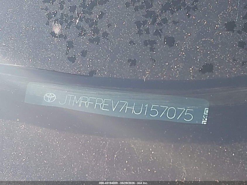 2017 Toyota Rav 4 VIN JTMRFREV7HJ157075 IAAI salvage auction — REAR END, Clear (Indiana), sold $9,500 on 2026-07-10 (photo 9)