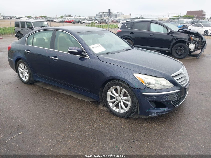 2012 Hyundai Genesis VIN KMHGC4DD5CU193619 IAAI salvage auction — LEFT FRONT, Prior Salvage (Minnesota), sold $575 on 2026-07-13 (photo 1)