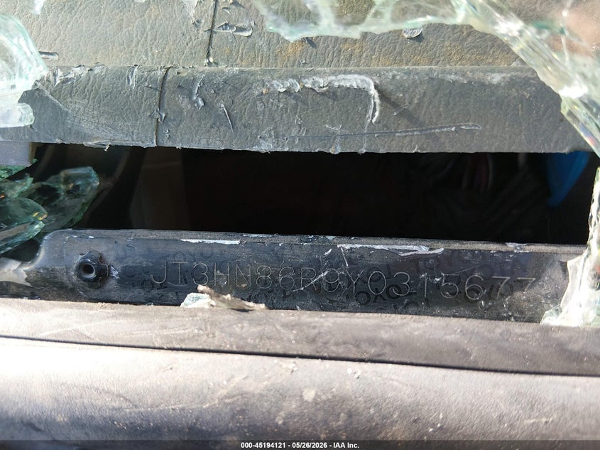 2000 Toyota 4runner VIN JT3HN86R9Y0315677 IAAI salvage auction — FRONT END, Salvage (Texas), sold $850 on 2026-07-28 (photo 9)
