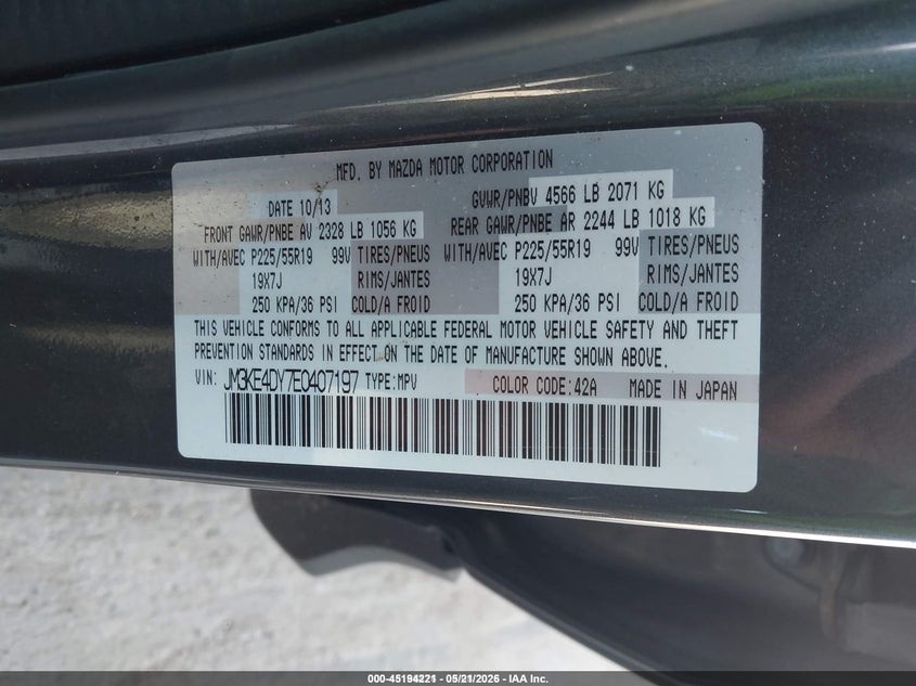 2014 Mazda Cx-5 VIN JM3KE4DY7E0407197 IAAI salvage auction — FRONT END, Clear (Minnesota), sold $575 on 2026-07-06 (photo 9)