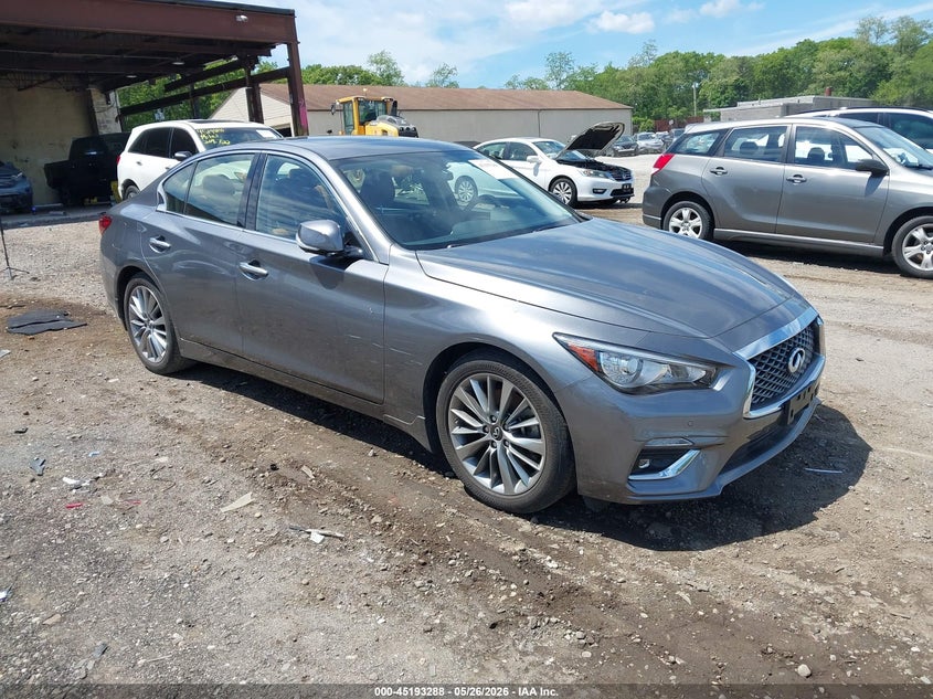 2024 Infiniti Q50 VIN JN1EV7BR0RM630220 IAAI salvage auction — WATER/FLOOD, Mv-907A (New York), sold $4,275 on 2026-07-21 (photo 1)