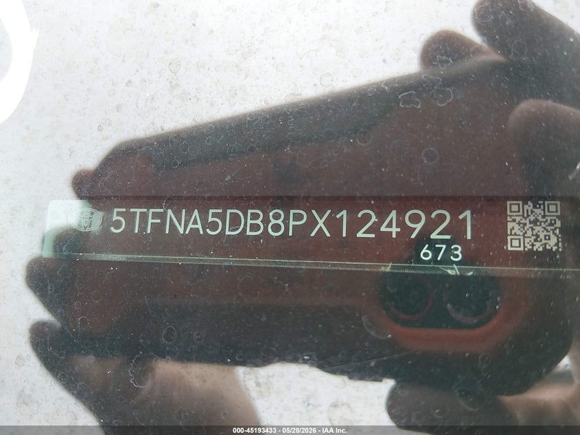 2023 Toyota Tundra VIN 5TFNA5DB8PX124921 IAAI salvage auction — FRONT END, Salvage Title, sold $21,300 on 2026-07-29 (photo 9)