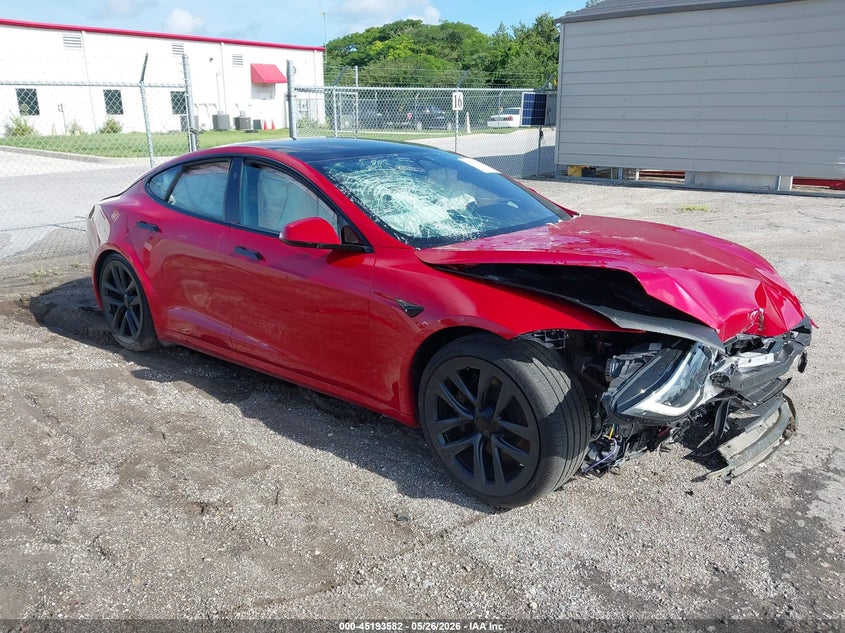 2023 Tesla Model s VIN 5YJSA1E59PF501612 IAAI salvage auction — FRONT & REAR, Rebuildable (Florida), sold $13,800 on 2026-07-30 (photo 1)